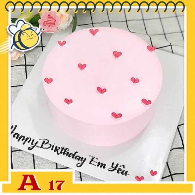 giới thiệu tổng quan Bánh kem sinh nhật đơn giản A17 màu hồng nhiều tim ở trên bánh ngọt ngào không quá sến