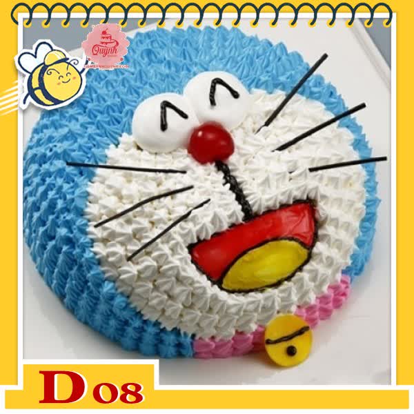 Bánh kem Doremon D08 tạo hình cả cái đầu 3D đô rê mon cười vui híp mắt