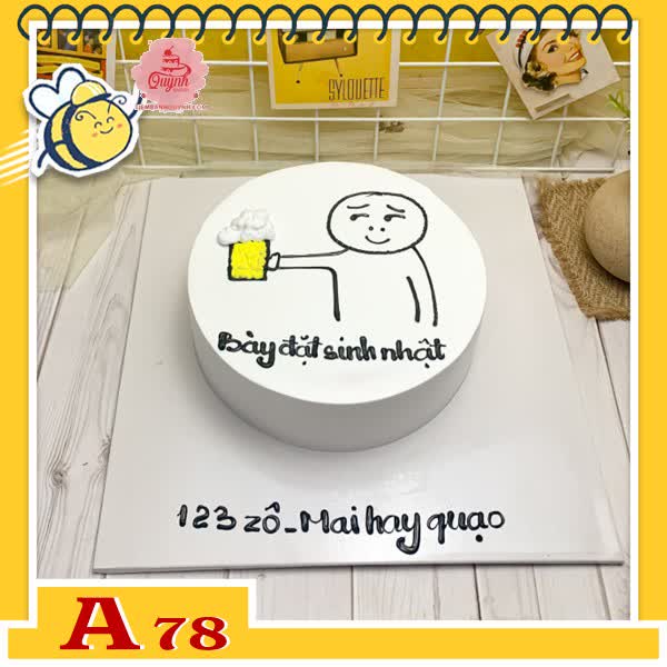 Bánh kem sinh nhật đơn giản A78 bày đặt sinh nhật rót bia đi