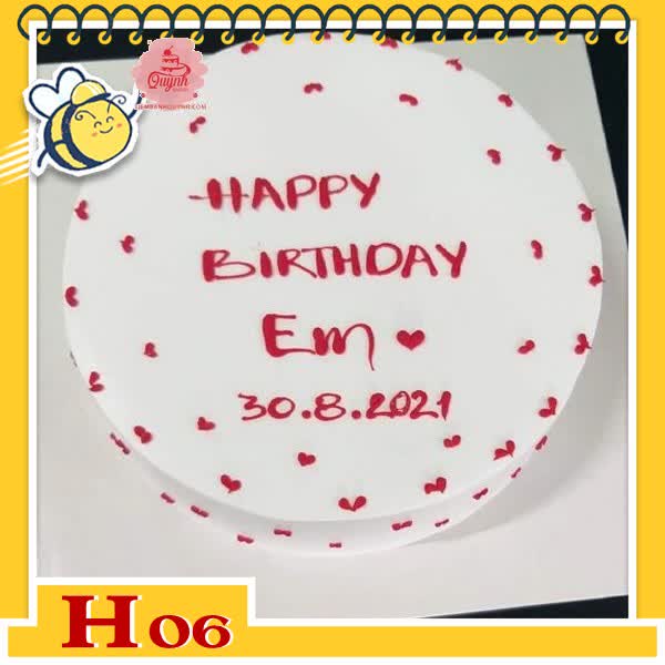 Bánh kem tặng người yêu H06 nền trắng chấm tim đỏ nhỏ xinh đơn giản mà tinh tế