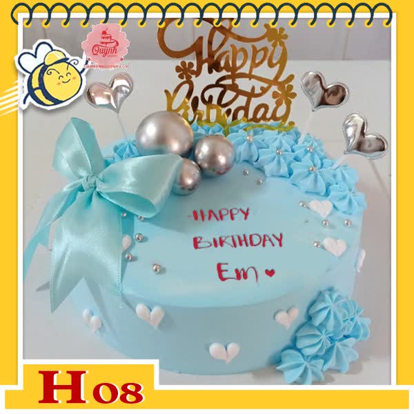 Bánh kem tặng người yêu H08 đơn giản với màu xanh ngọc của hi vọng pha chút nữ tính đáng yêu