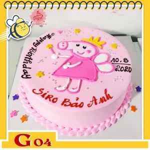 Bánh kem bé gái G04 hep peppa dễ thương màu hồng công chúa thích mê