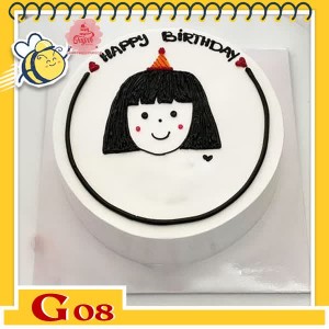 Bánh kem bé gái G08 vẽ mặt cô gái bé gái viền bên ngoài 1 vòng cung xinh đẹp đơn giản hút mắt Bánh kem bé gái G08 vẽ mặt cô gái bé gái viền bên ngoài 1 vòng cung xinh đẹp đơn giản hút mắt