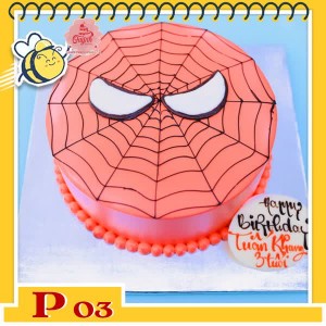 Bánh kem bé trai P03 nền đỏ vẽ lưới nhện tạo hình mặt của spiderman người nhện Bánh kem bé trai P03 nền đỏ vẽ lưới nhện tạo hình mặt của spiderman người nhện