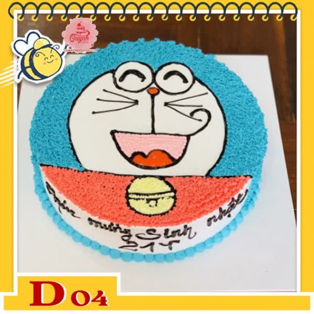 giới thiệu tổng quan Bánh kem Doremon D04 vẽ khuôn mặt dễ thương của mèo Doraemon cười vui