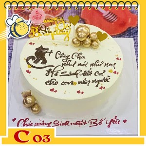 Bánh kem tặng cha C03 đơn giản màu vàng nhạt vẽ chữ thư pháp và cắm những phụ kiện hàn quốc hiện đại Bánh kem tặng cha C03 đơn giản màu vàng nhạt vẽ chữ thư pháp và cắm những phụ kiện hàn quốc hiện đại