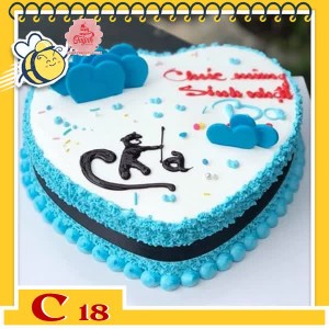 Bánh kem tặng cha C18 trái tim màu xanh dương cắm trái tim socola màu xanh và chữ Cha thư pháp đẹp Bánh kem tặng cha C18 trái tim màu xanh dương cắm trái tim socola màu xanh và chữ Cha thư pháp đẹp