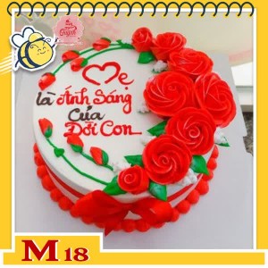 Bánh kem tặng mẹ M18 mẹ là ánh sáng đời con nền trắng hoa đỏ đẹp không tì vết Bánh kem tặng mẹ M18 mẹ là ánh sáng đời con nền trắng hoa đỏ đẹp không tì vết