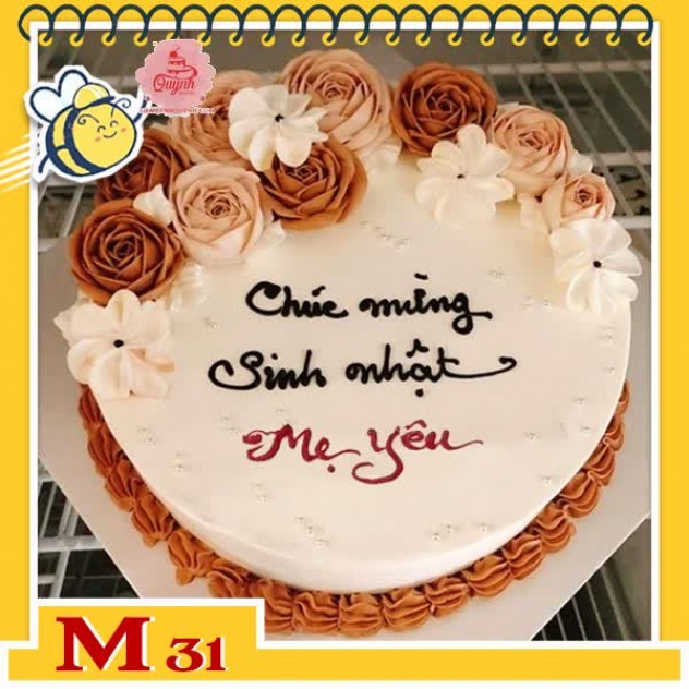 giới thiệu tổng quan Bánh kem tặng mẹ M31 tông màu nâu trắng yêu thích của các bà mẹ vừa đẹp vừa ngon