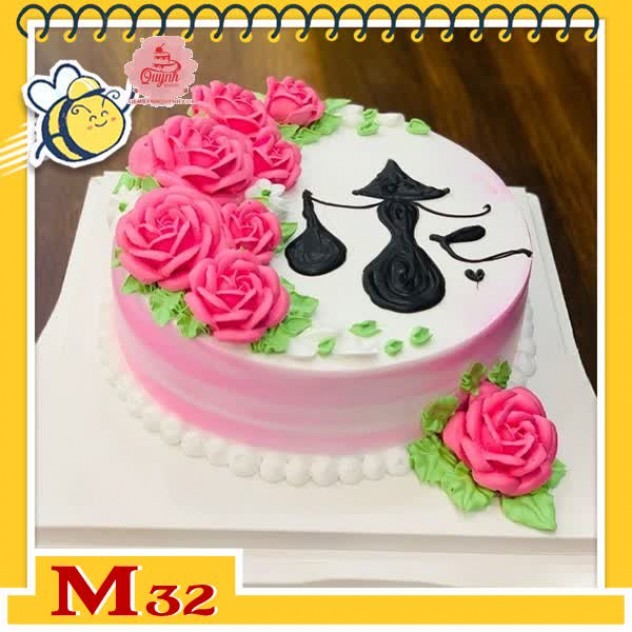 giới thiệu tổng quan Bánh kem tặng mẹ M32 nền hồng nhạt viết chữ Mẹ thư pháp cùng những bông hoa màu hồng xinh đẹp