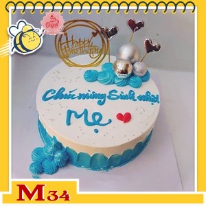 Bánh kem tặng mẹ M34 màu trắng và xanh nước biển trang trí đơn giản bằng phụ kiện mới nhất Bánh kem tặng mẹ M34 màu trắng và xanh nước biển trang trí đơn giản bằng phụ kiện mới nhất
