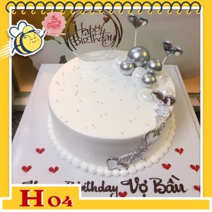 Bánh kem tặng người yêu H04 trắng tinh khôi trang trí phụ kiện hiện đại lấp la lấp lánh Bánh kem tặng người yêu H04 trắng tinh khôi trang trí phụ kiện hiện đại lấp la lấp lánh
