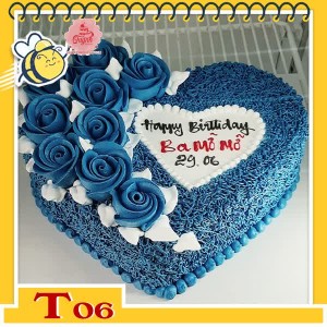 Bánh kem trái tim T06 màu xanh biển bắt hoa nửa bên mẫu hot cho nam đàn ông Bánh kem trái tim T06 màu xanh biển bắt hoa nửa bên mẫu hot cho nam đàn ông