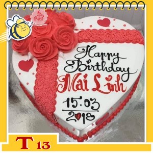 Bánh kem trái tim T13 nền trắng bắt hoa đỏ tạo hình nơ buộc cực xinh Bánh kem trái tim T13 nền trắng bắt hoa đỏ tạo hình nơ buộc cực xinh