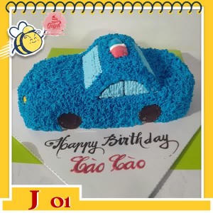 Bánh kem xe ô tô J01 chiếc ô tô màu xanh dương giống thật cho bé trai ngộ nghĩnh