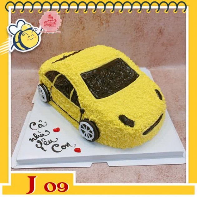 giới thiệu tổng quan Bánh kem xe ô tô J09 chiếc xe ô tô màu vàng giống hệt như thật ngộ nghĩnh tặng bé
